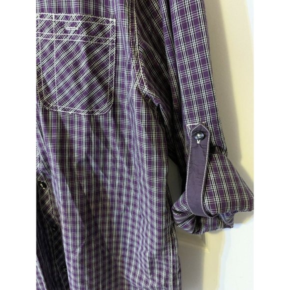 Michael Brandon‎ Button Up Shirt Men’s Sz XL Purple Black White Long Sleeve - Picture 4 of 8